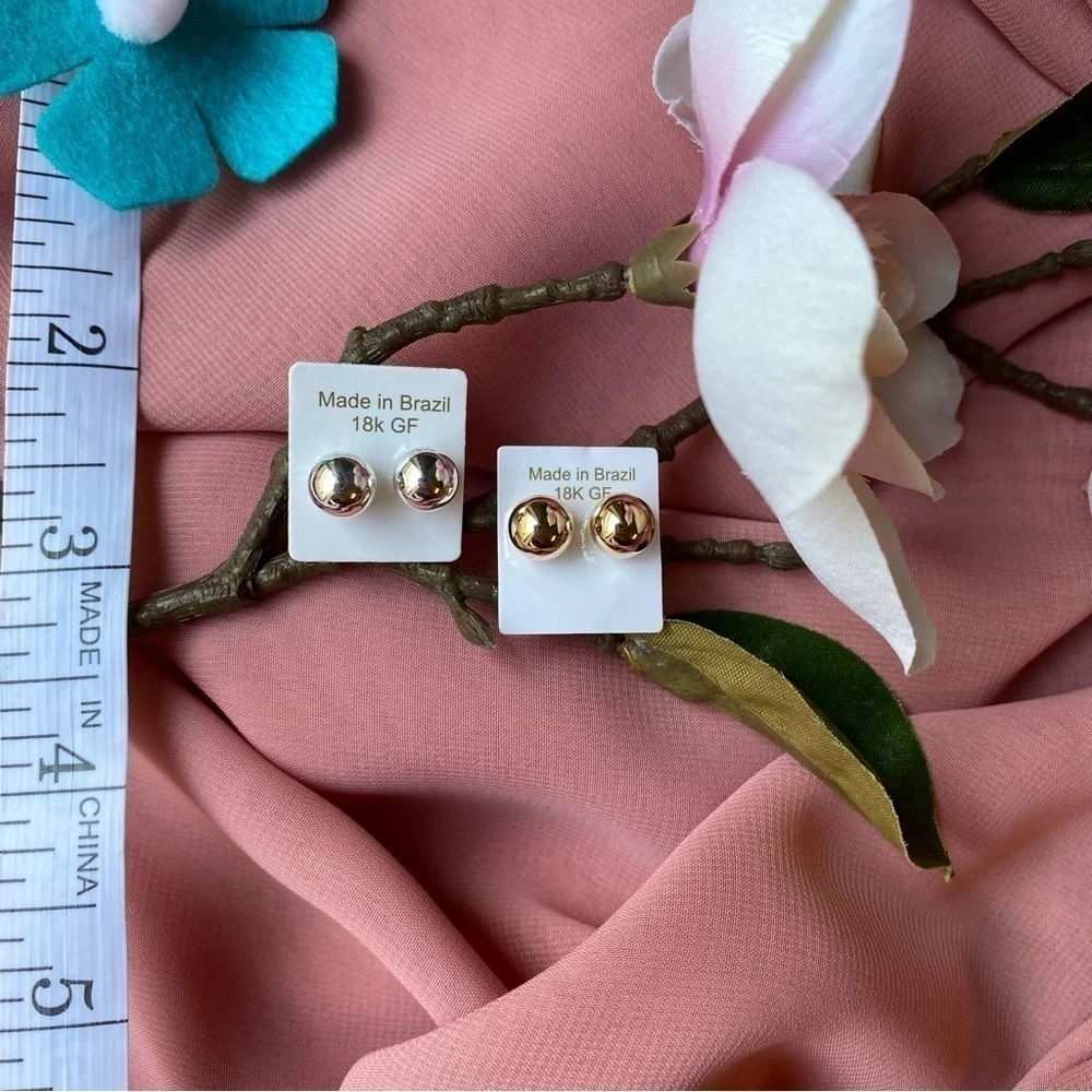 18K‎ Gold Filled Small Gold And Rhodium 8mm Stud Earrings - The Essential Set!